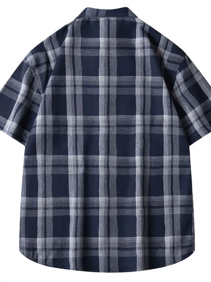 Men's Plaid Loose Fit Short Sleeve Shirt | DCDesigns