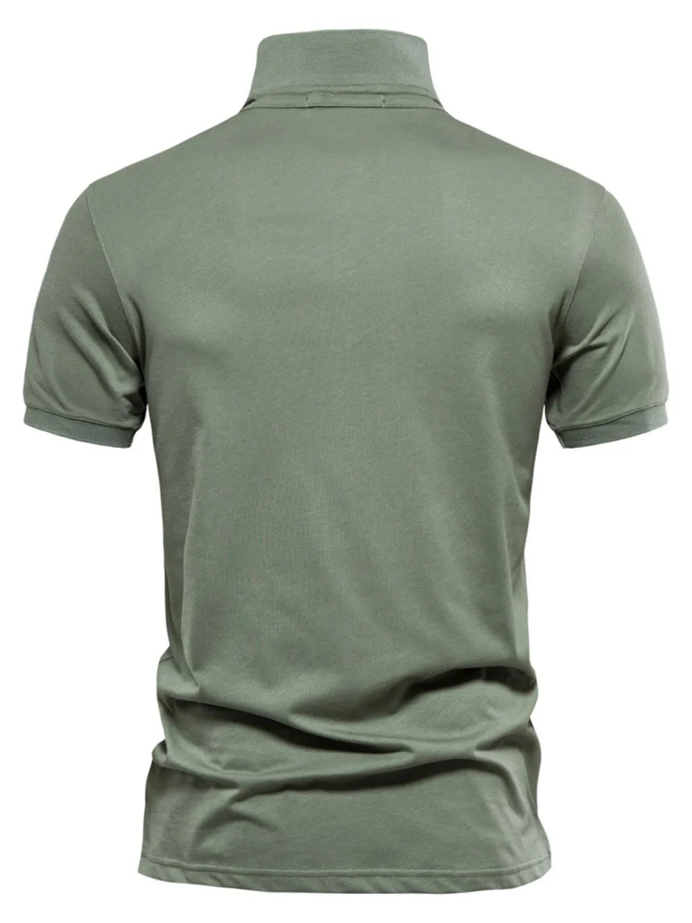 Men's Embroidered Collared Short Sleeve Polo Shirt - Moss