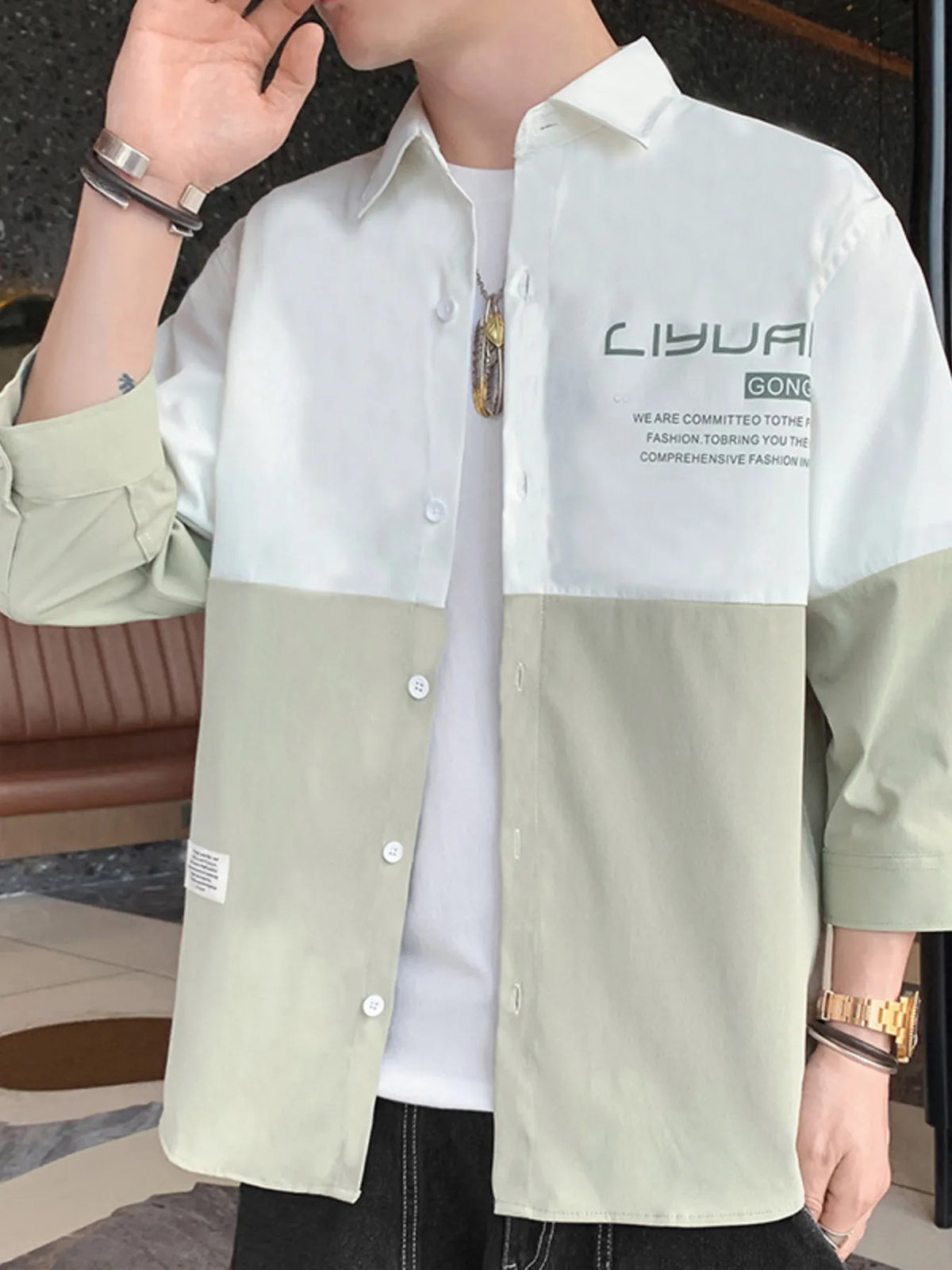 Men's Two-Tone Casual Button-Down Shirt | DCDesigns