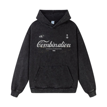 Men's Letter Washed Kangaroo Pocket Hoodie - DCDesigns mens casual hoodie product view
