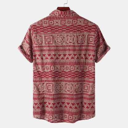 Men's Printed Button-Up Short Sleeve Shirt | DCDesigns