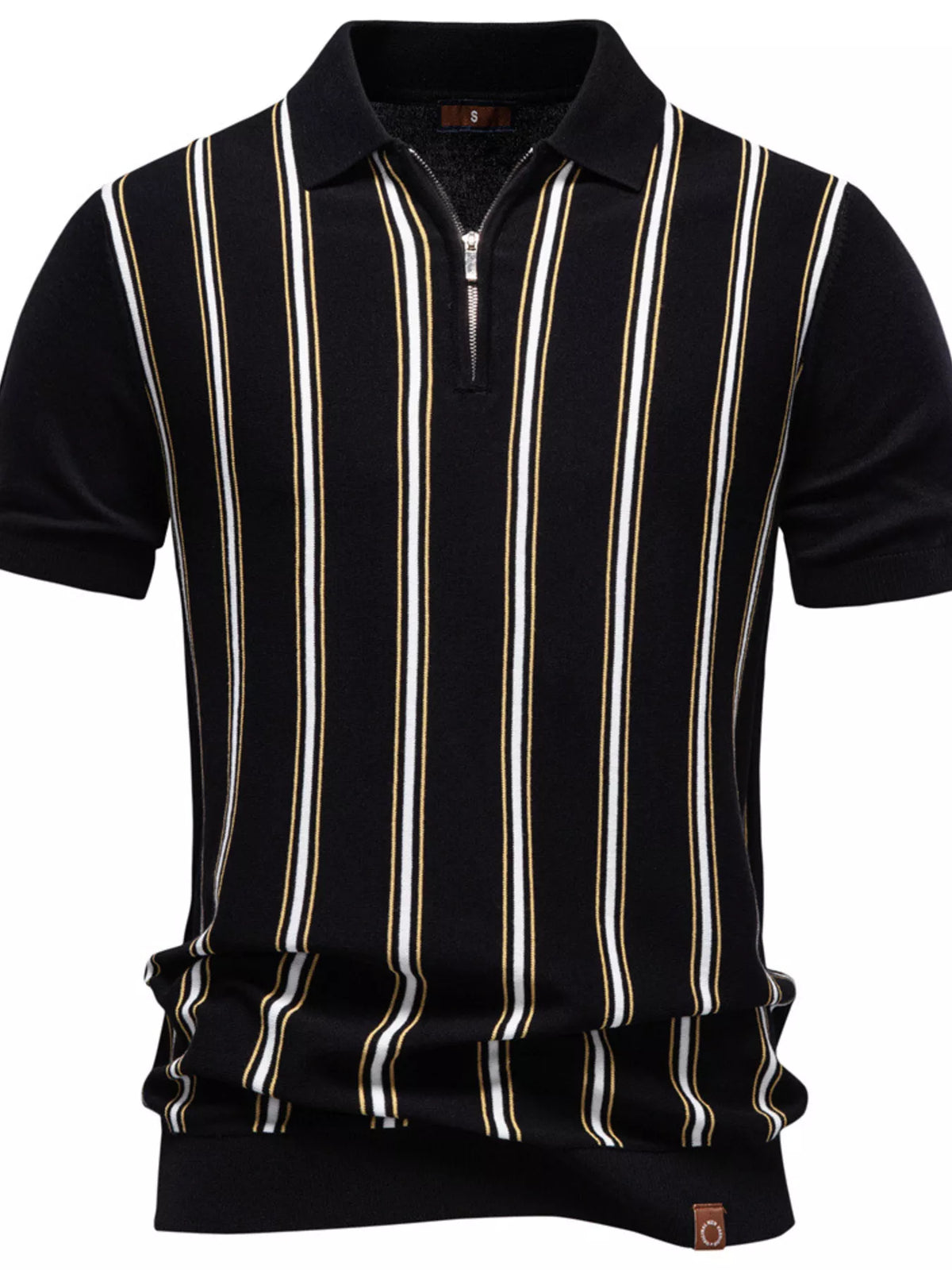Men's Striped Short Sleeve Polo Shirt - White