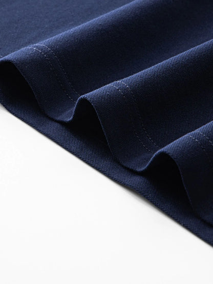 Men's Short Sleeve Breathable Polo with Stripe Detail Collar - Navy