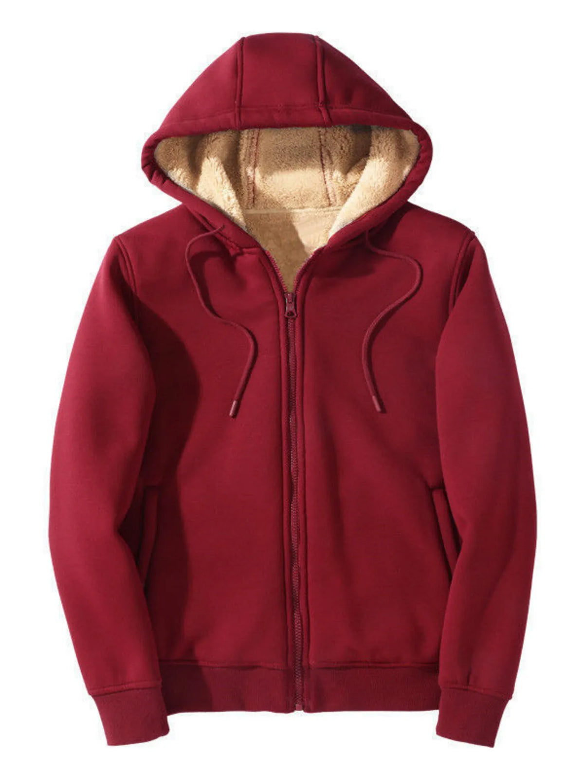 Men's Plus Size Sherpa Lined Zip Up Hoodie - DCDesigns mens casual hoodie product view