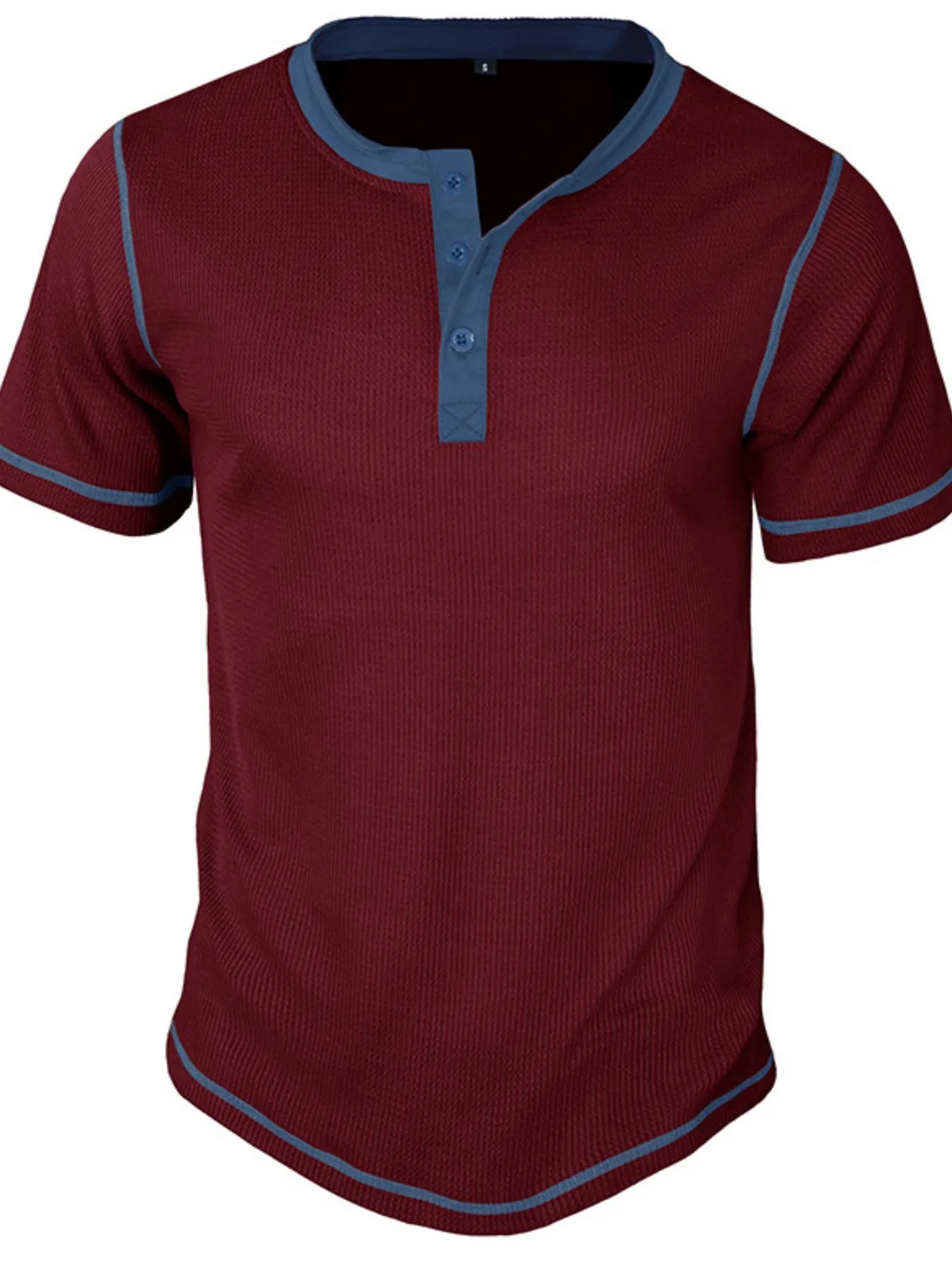 Men's Contrast Stitch Henley Polo Shirt - Black