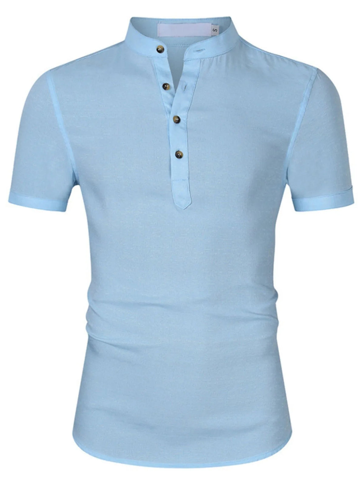 Men's Collar Neck Short Sleeve Polo Shirt - Light Blue