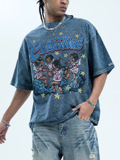 Men's oversized Men's Graphic Round Neck Half Sleeve T-Shirt – men's bold Y2K streetwear graphic tee, product image 7