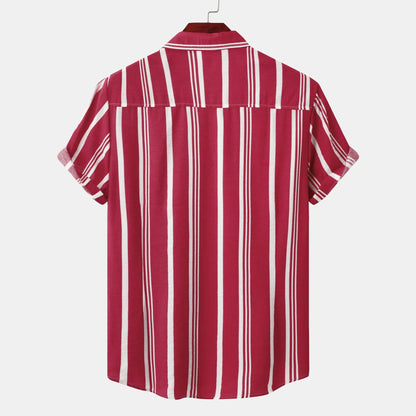 Men's Striped Short Sleeve Button-Down Shirt | DCDesigns