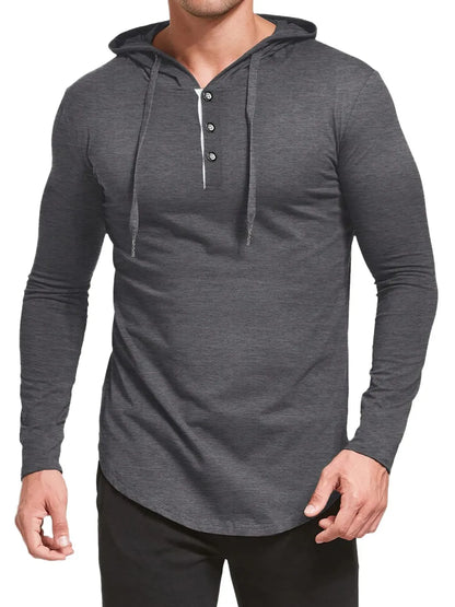 Men's Plus Size Drawstring Long Sleeve Hoodie - DCDesigns mens casual hoodie product view
