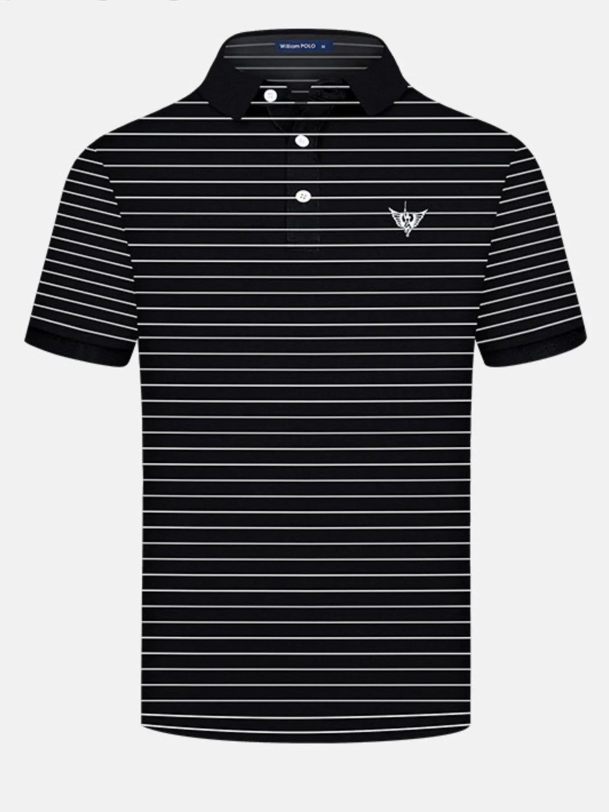 Men's Striped Short Sleeve Polo Shirt - Black