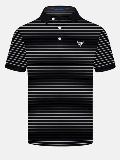 Men's Striped Short Sleeve Polo Shirt - Black