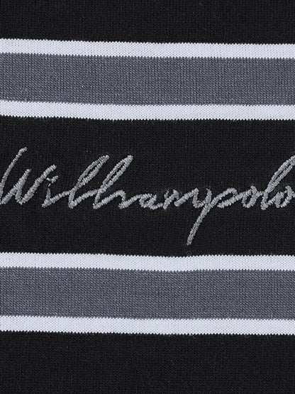 Men's Striped Short Sleeve Polo Shirt - Black
