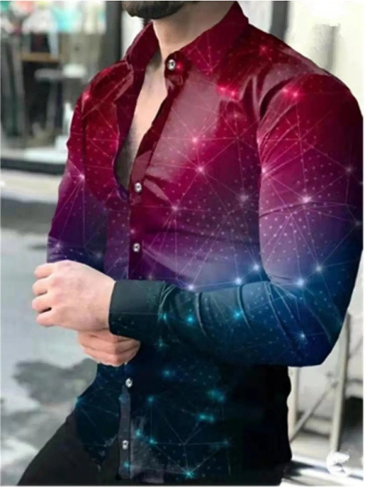 Men's Printed Button-Down Shirt | DCDesigns