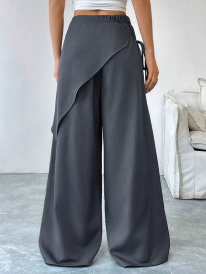 Wrap-Front Wide-Leg Pants - DCDesigns women’s fashion