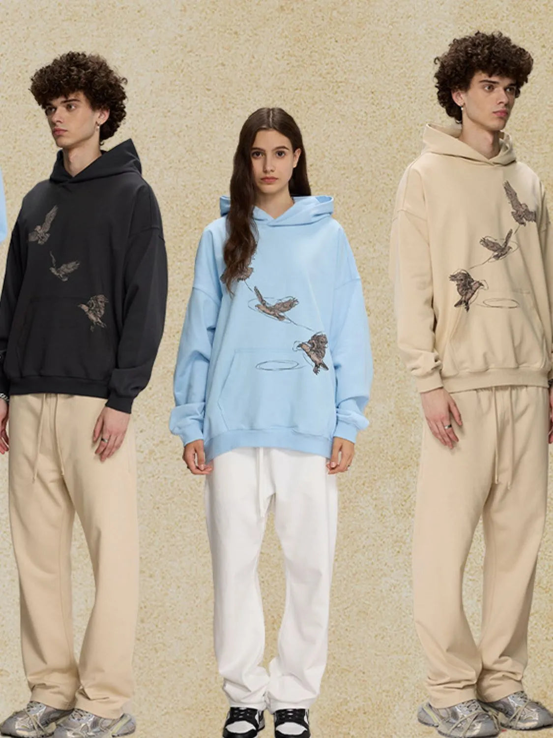 Men's Graphic Long Sleeve Hoodie with Kangaroo Pocket - DCDesigns mens casual hoodie product view