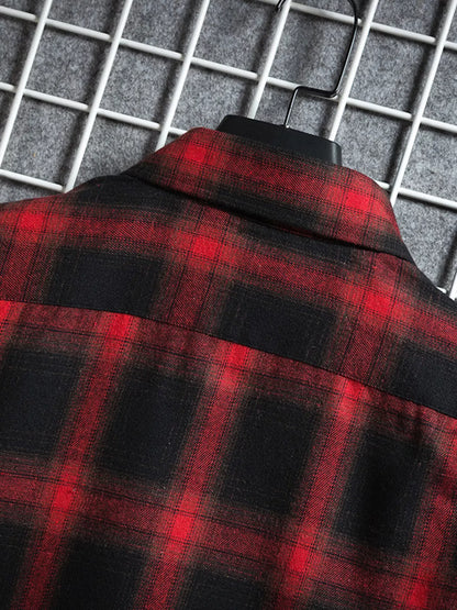 Men's Plaid Button-Up Short Sleeve Shirt | DCDesigns