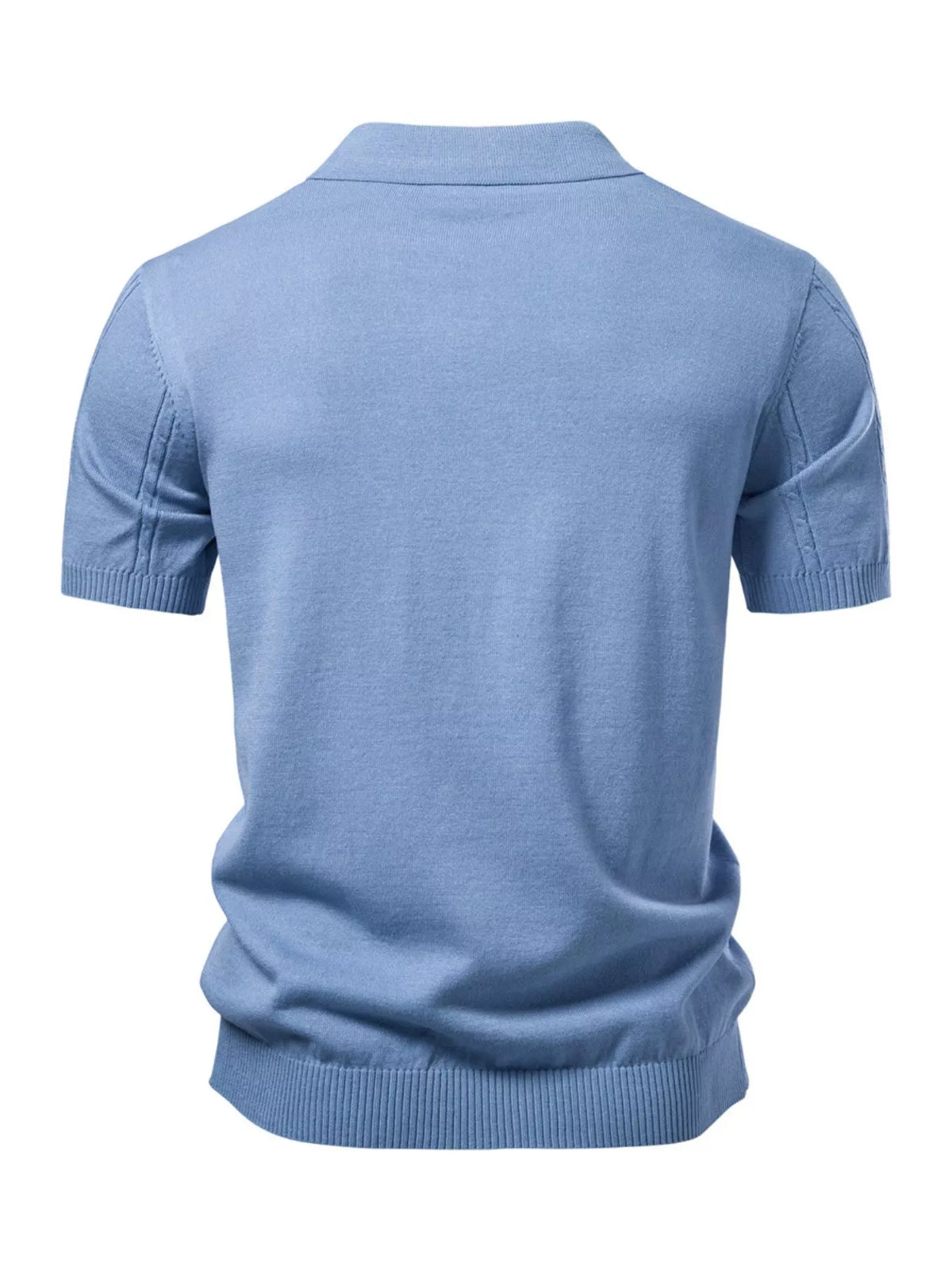 Men's Classic Knit Short Sleeve Polo Shirt - Sea Blue