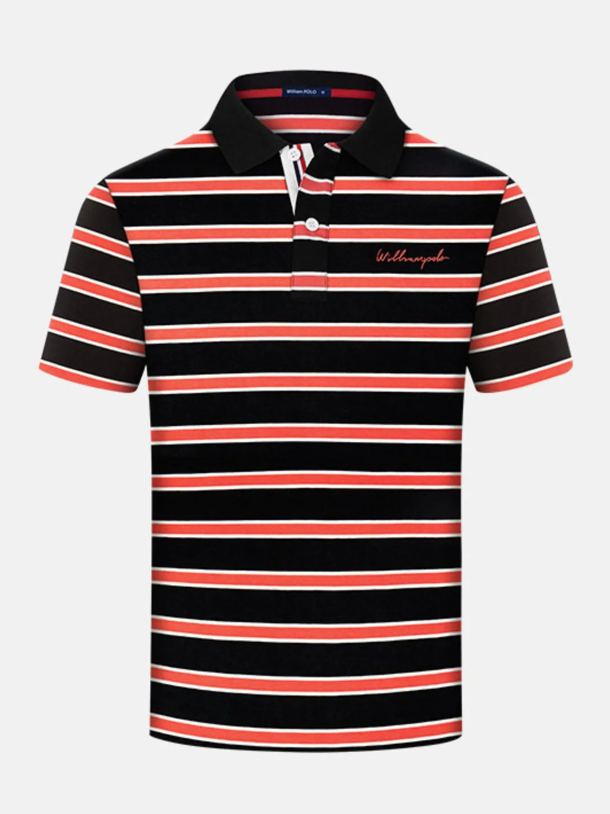 Men's Striped Short Sleeve Polo Shirt - Black