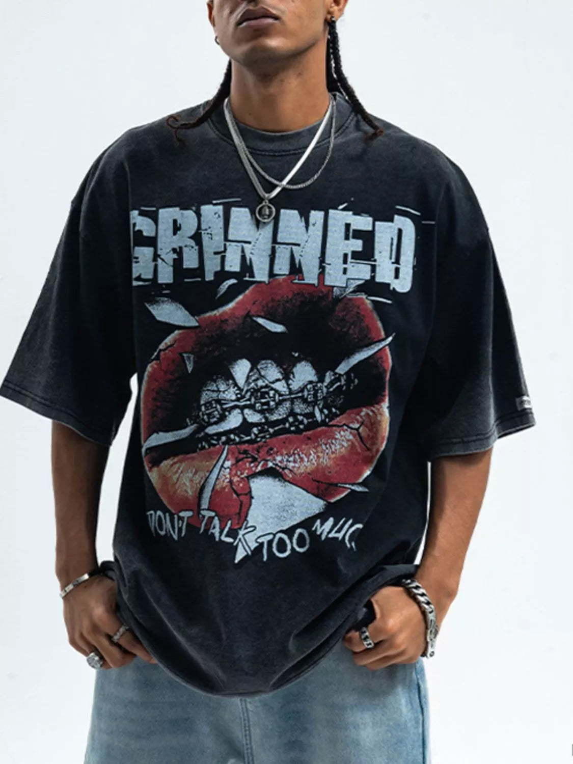 Men's oversized Men's Graphic Round Neck Short Sleeve T-Shirt – men's bold Y2K streetwear graphic tee, product image 2