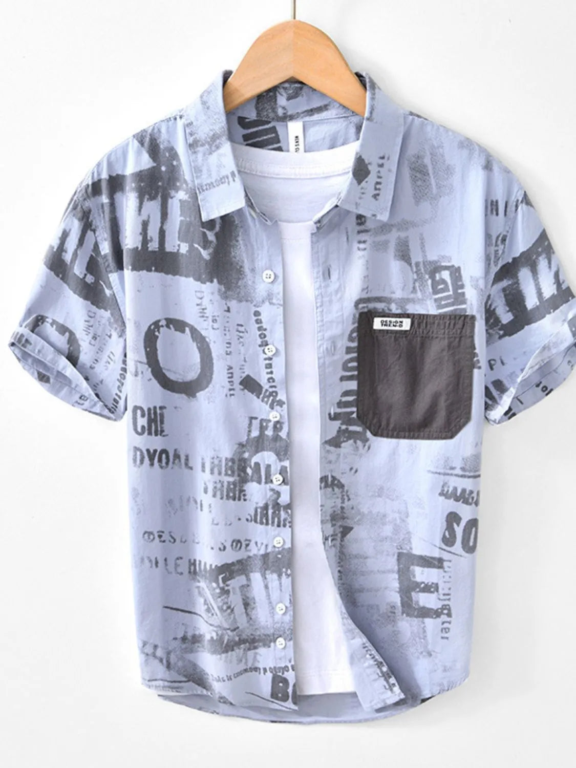 Men's Printed Button-Up Short Sleeve Shirt | DCDesigns