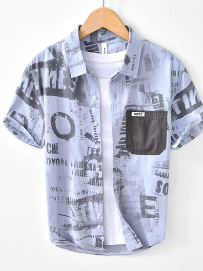 Men's Printed Button-Up Short Sleeve Shirt | DCDesigns