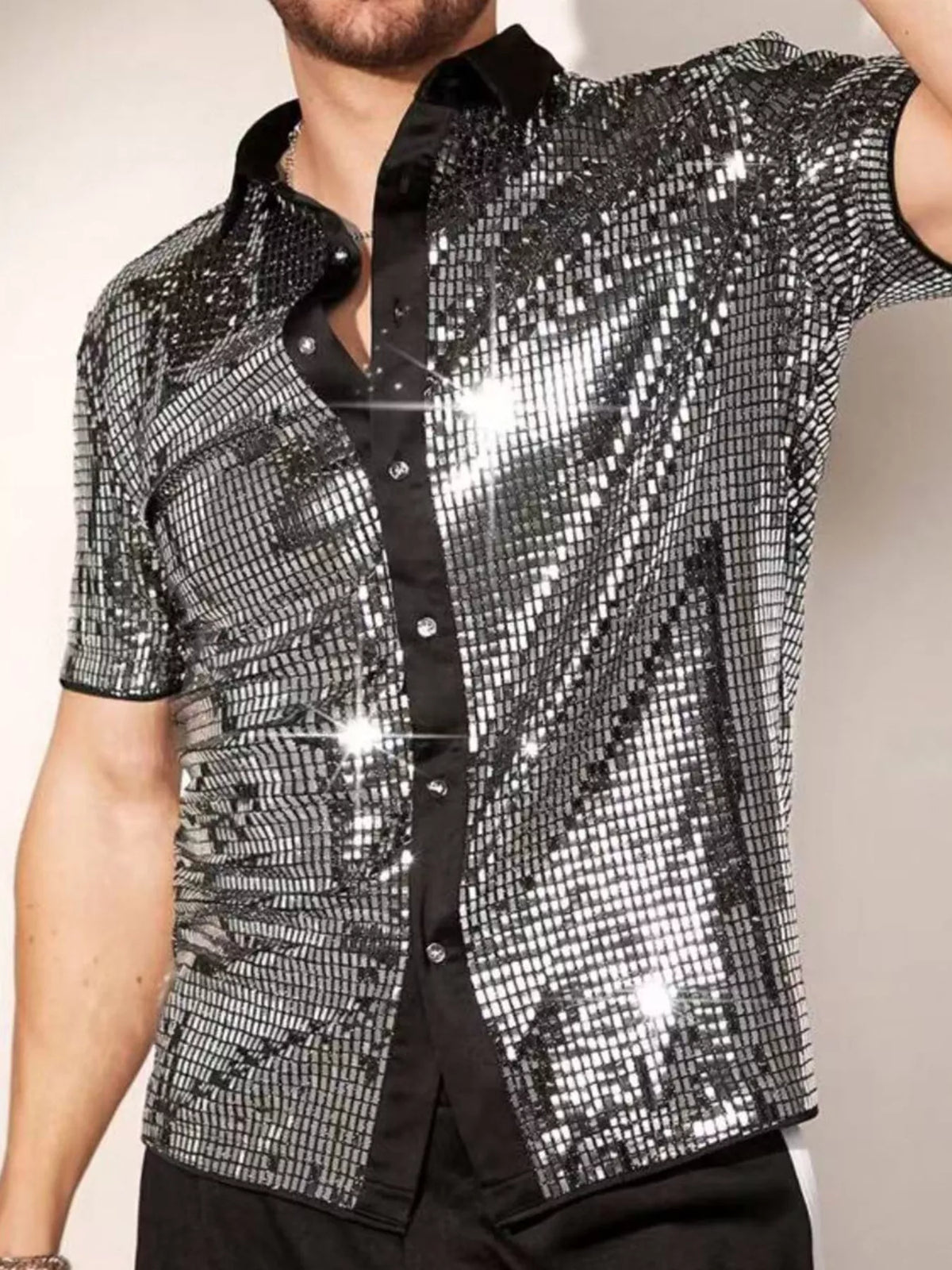 Men's Sequin Button-Up Shirt | DCDesigns