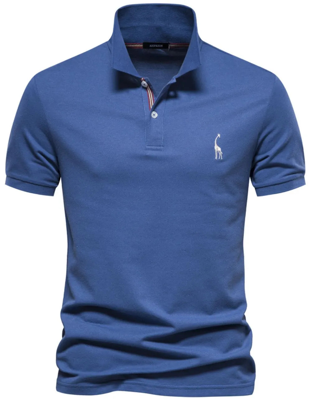 Men's Giraffe Embroidered Short Sleeve Polo Shirt - Navy