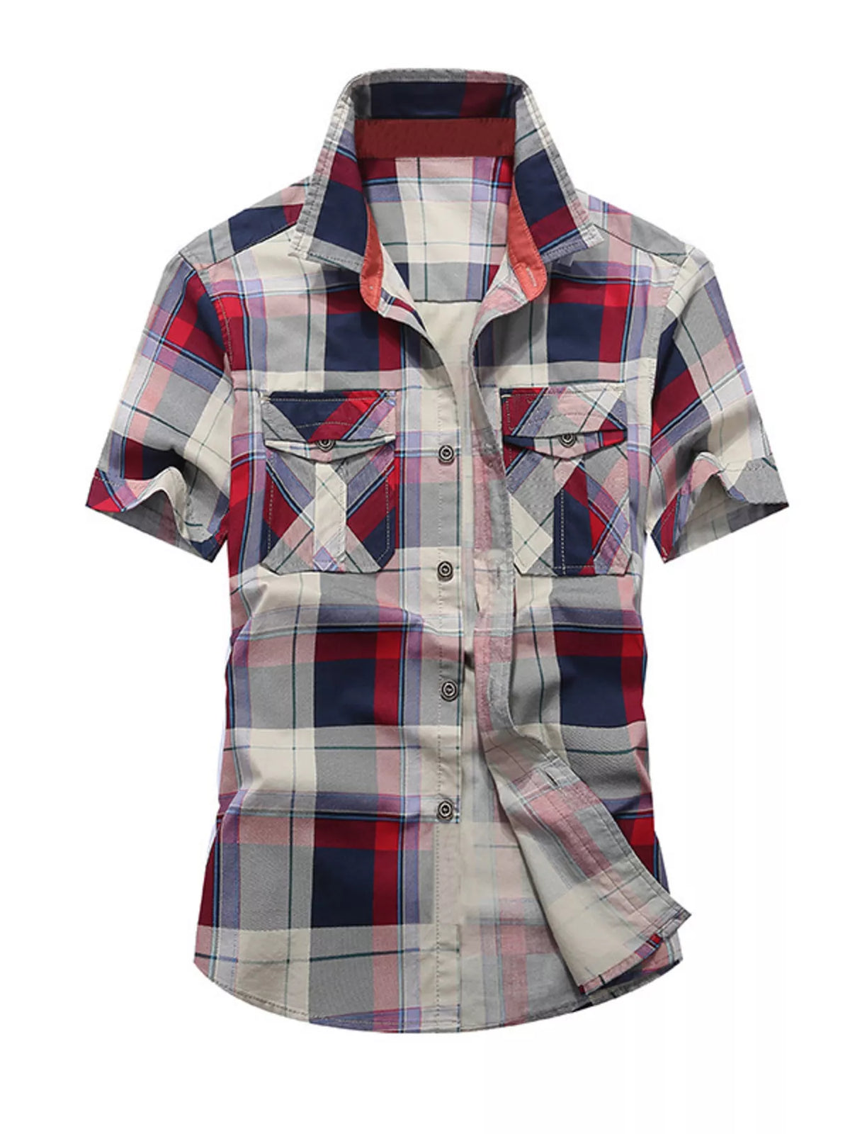 Men's Casual Plaid Short Sleeve Shirt | DCDesigns