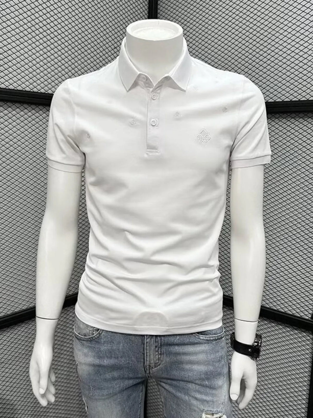 Men's Button Detail Short Sleeve Polo Shirt - Apricot