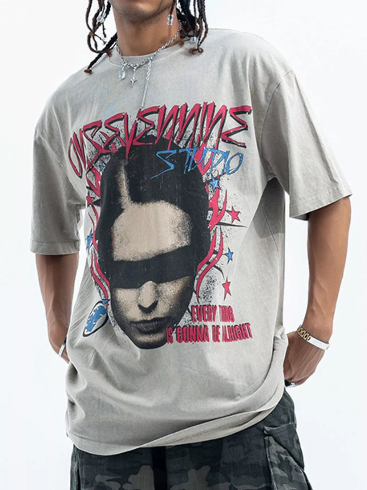 Men's Vintage Graphic Oversized T-Shirt – men's bold Y2K streetwear graphic tee, product image 3