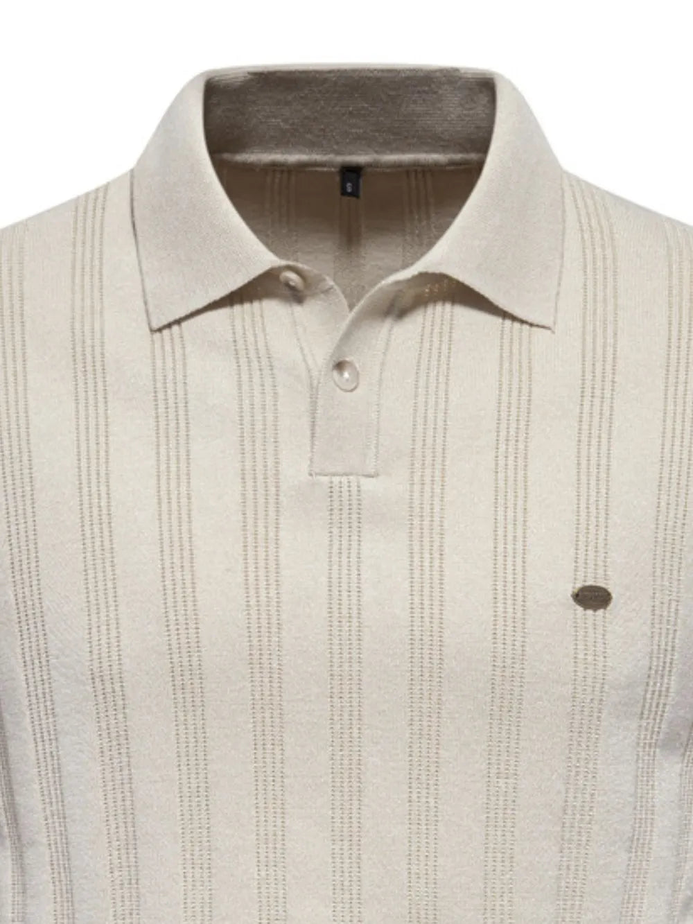 Men's Collared Neck Short Sleeve Knit Polo Shirt - Beige