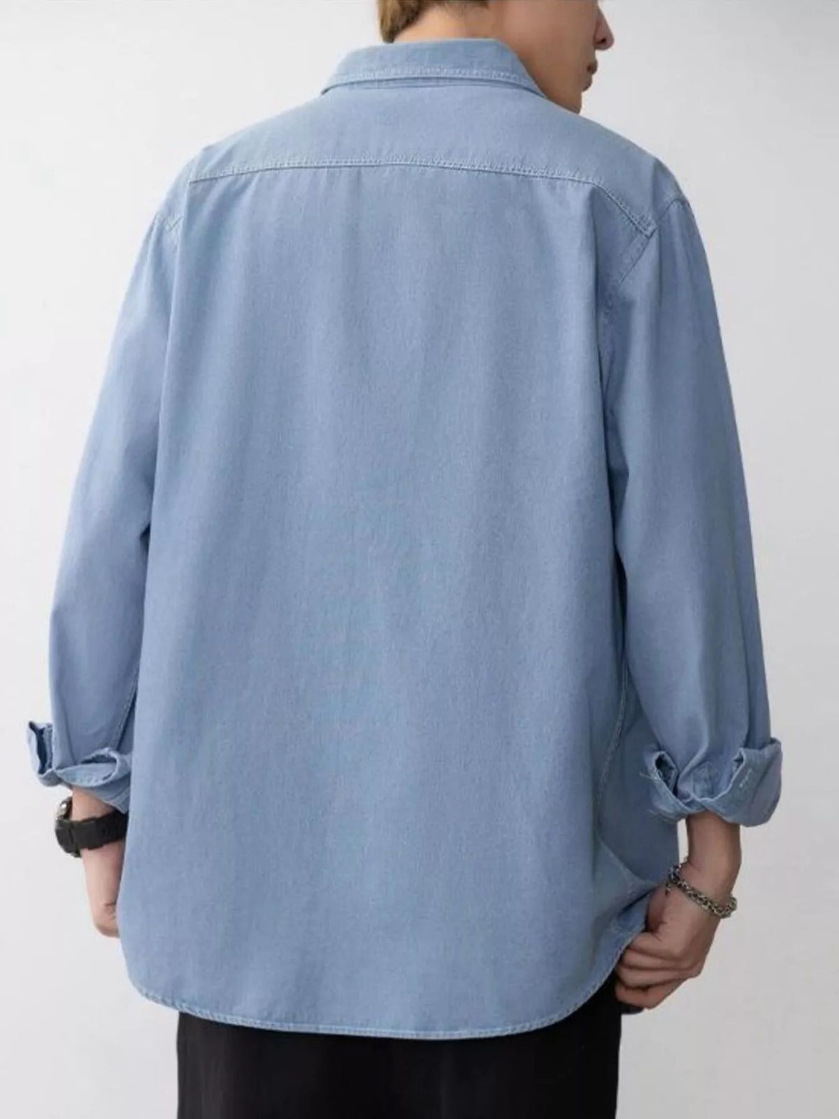 Men's Casual Long Sleeve Denim Shirt | DCDesigns