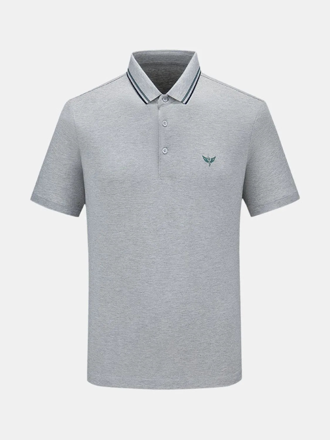 Men's Short Sleeve Breathable Polo with Stripe Detail Collar - Black