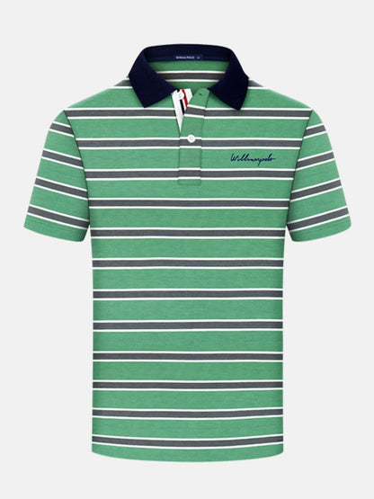 Men's Striped Short Sleeve Polo Shirt - Black
