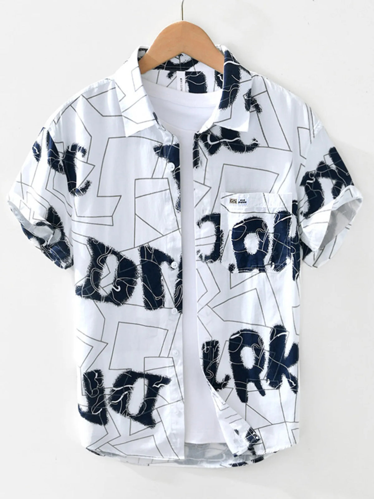 Men's Printed Button-Up Short Sleeve Shirt | DCDesigns