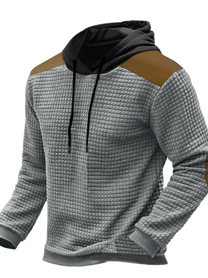 Men's Full Size Drawstring Contrast Shoulder Panels Hoodie Plus Size - DCDesigns mens casual hoodie product view