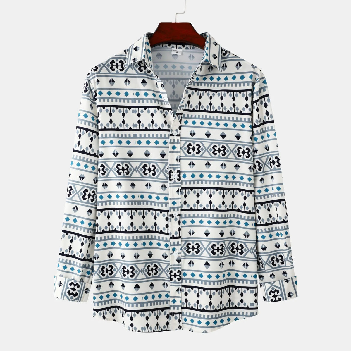 Men's Geometric Pattern Long Sleeve Casual Shirt | DCDesigns