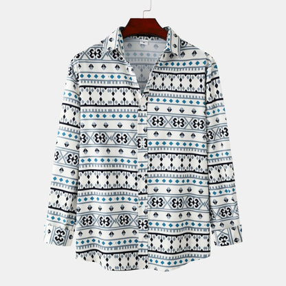 Men's Geometric Pattern Long Sleeve Casual Shirt | DCDesigns