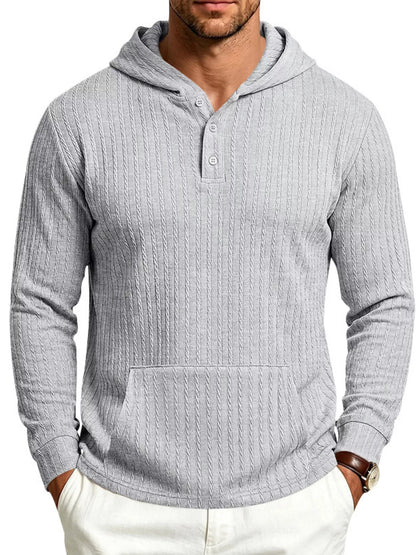 Men's Full Size Casual Kangaroo Pocket Knit Hoodie Plus Size - DCDesigns mens casual hoodie product view