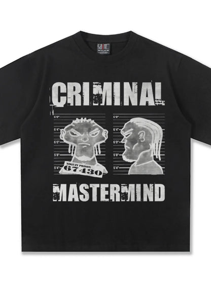 Men's Criminal Mastermind Graphic Oversized T-Shirt – men's bold Y2K streetwear graphic tee, product image 8