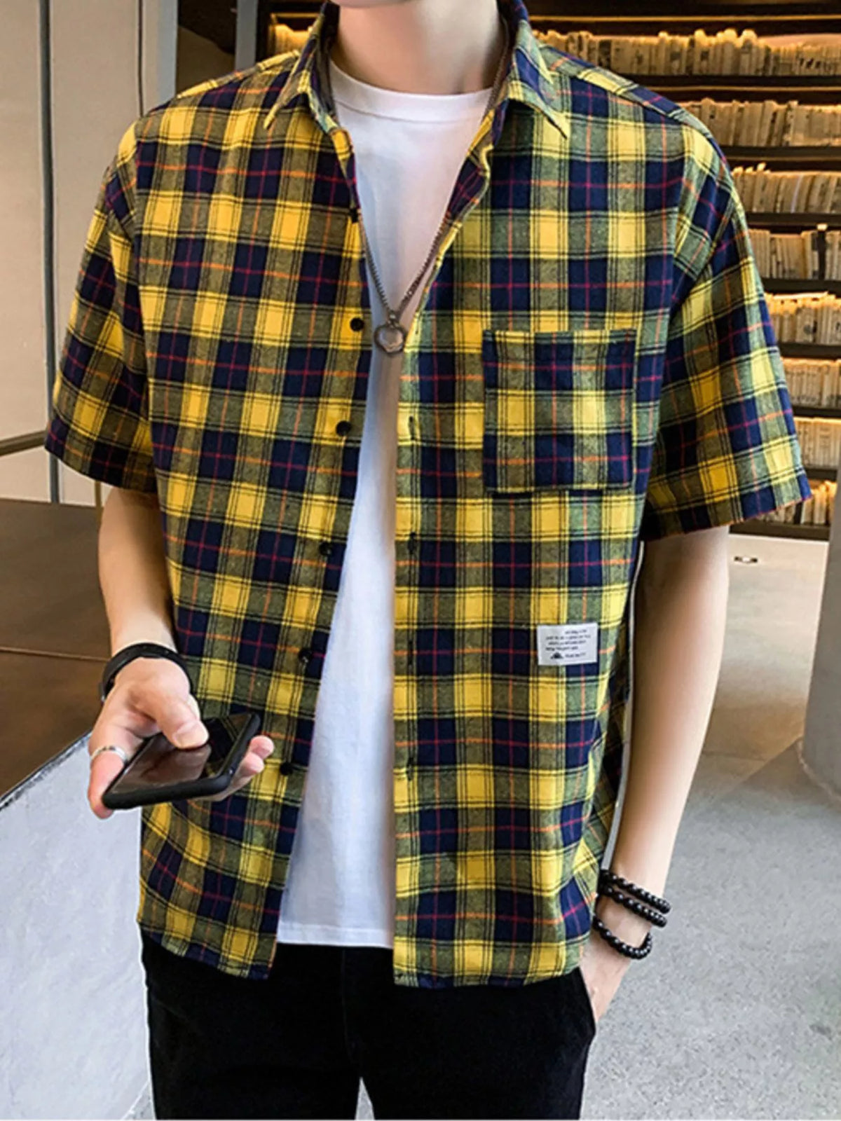 Men's Casual Plaid Short Sleeve Shirt | DCDesigns