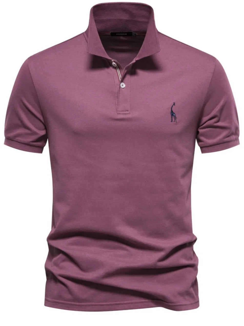 Men's Giraffe Embroidered Short Sleeve Polo Shirt - Moss