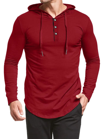 Men's Plus Size Drawstring Long Sleeve Hoodie - DCDesigns mens casual hoodie product view