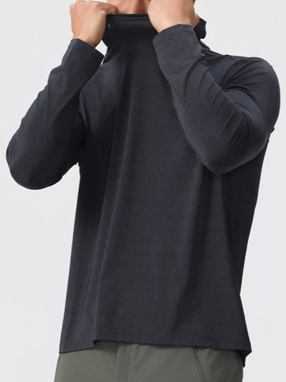 Men's Solid Color Long Sleeve Hoodie - DCDesigns mens casual hoodie product view