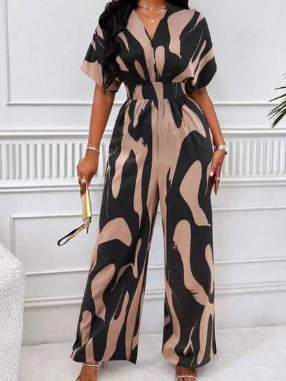 Abstract Print Wide-Leg Jumpsuit | DCDesigns Women's Jumpsuits