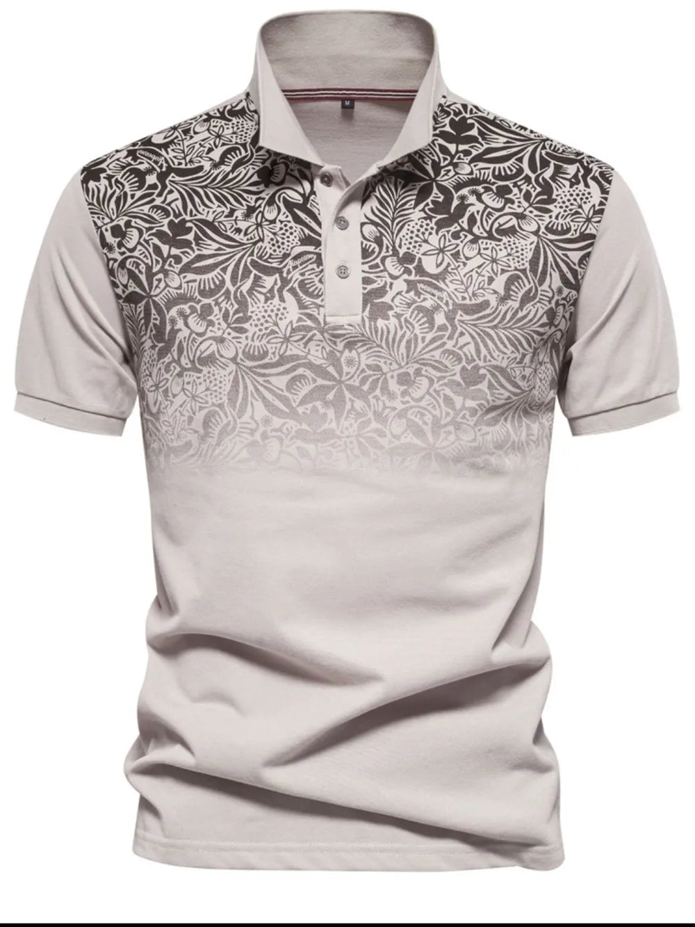 Men's Printed Collared Neck Short Sleeve Polo Shirt - Light Blue