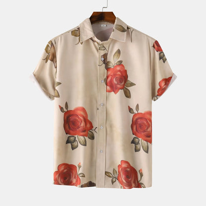 Men's Printed Button-Up Short Sleeve Shirt | DCDesigns