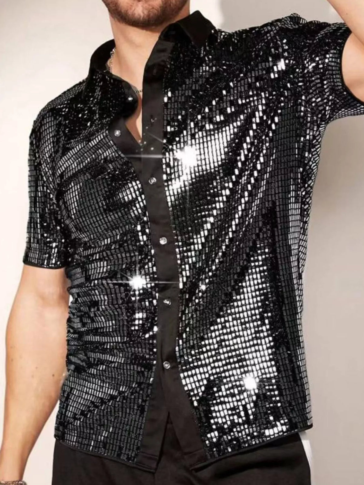 Men's Sequin Button-Up Shirt | DCDesigns