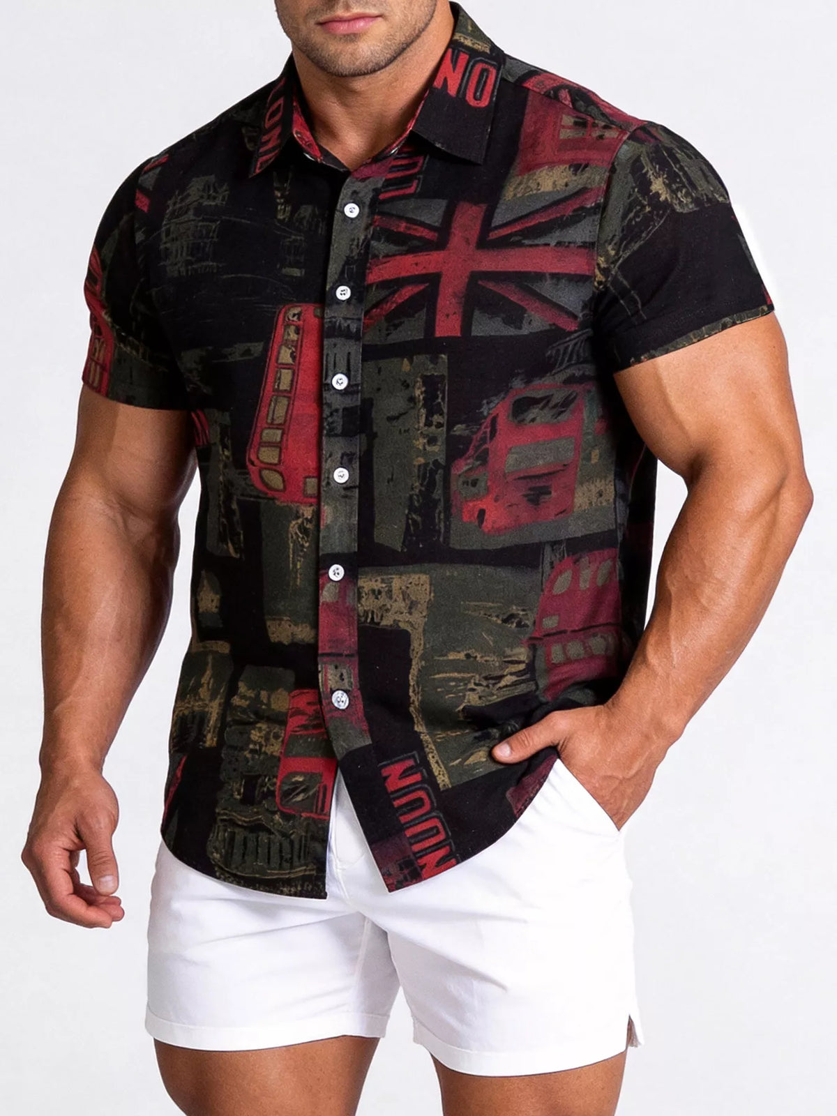 Men's Printed Button-Up Shirt | DCDesigns