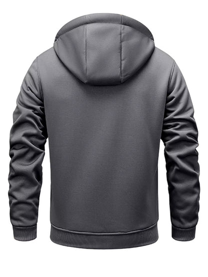 Men's Full Size Warm Fleece Lined Zip-Up Hoodie Plus Size - DCDesigns mens casual hoodie product view